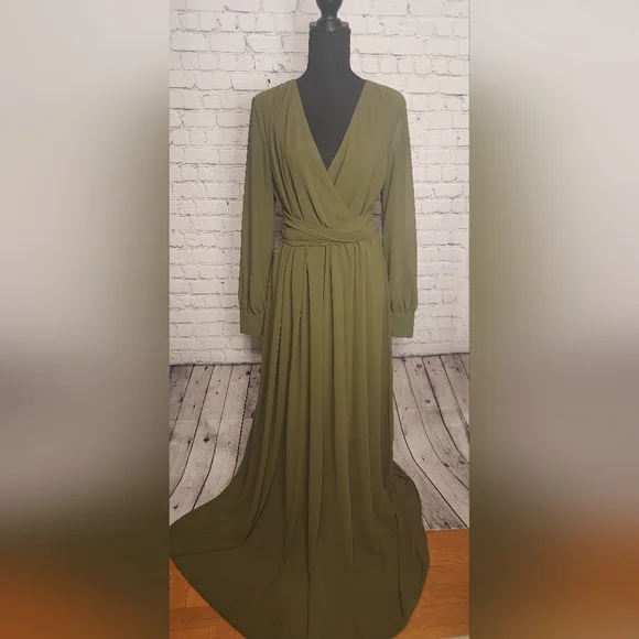 Baltic Born Lydia- Long Sleeve Maxi Dress Olive green - Picture 8 of 11